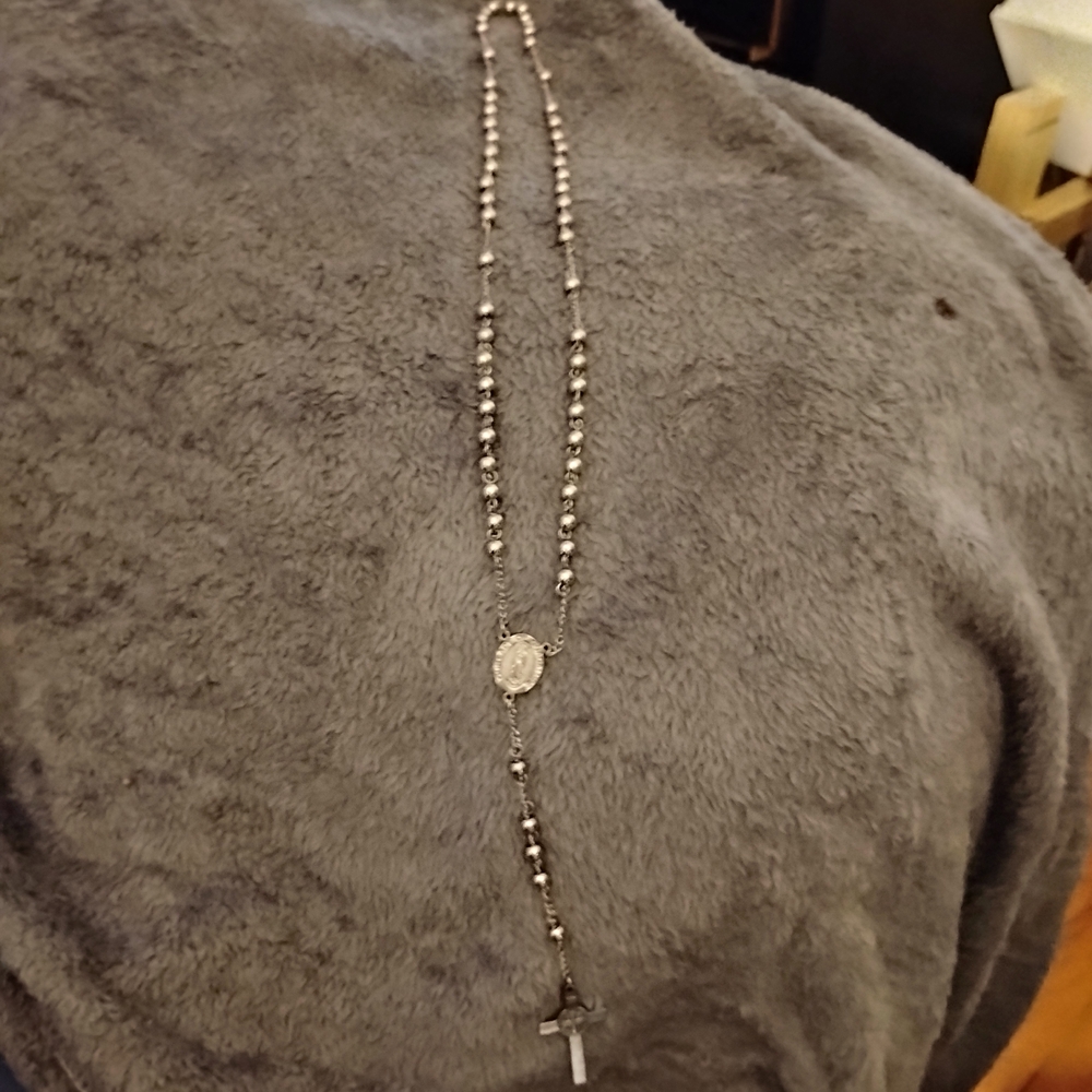 Virgen de Guadalupe......Classic Silver Beaded Necklace